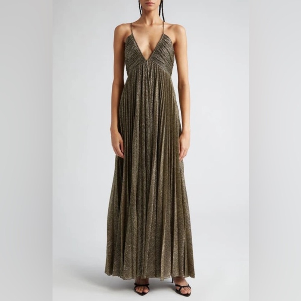 ALC Angelina Metallic Pleated Dress